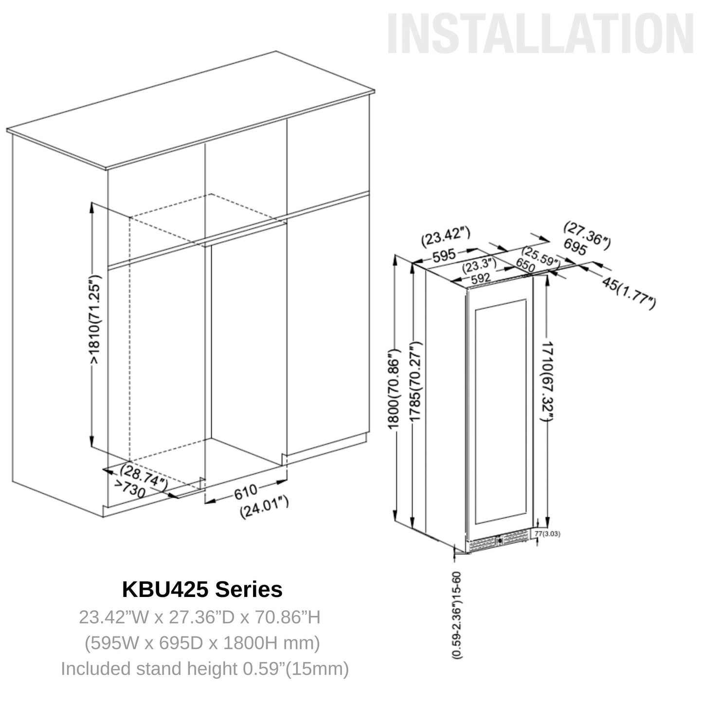 Large Beverage Refrigerator With Low-E Glass Door