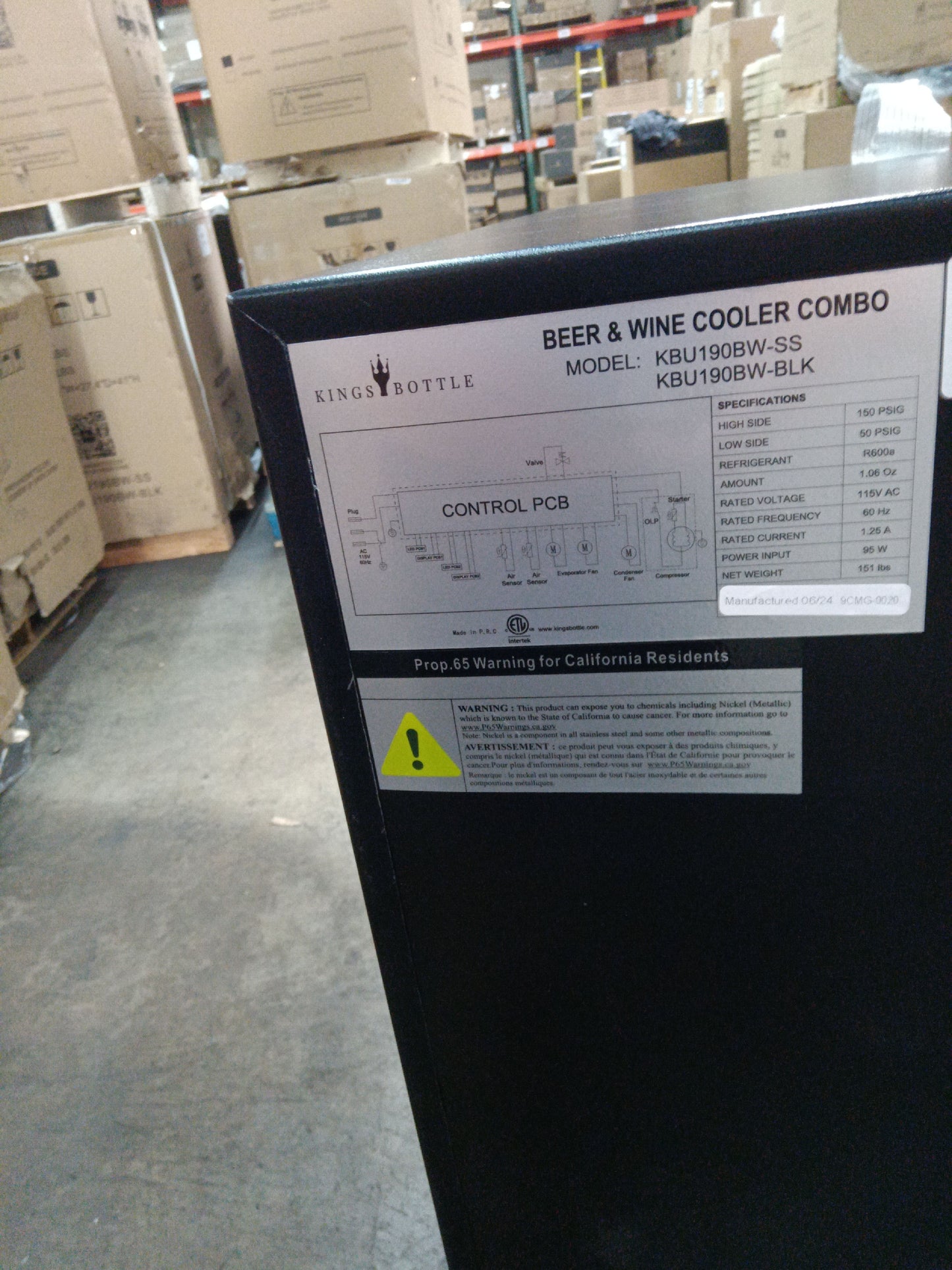 Refurbished - 36" Beer and Wine Cooler Combination with Low-E Glass Door - Black Door