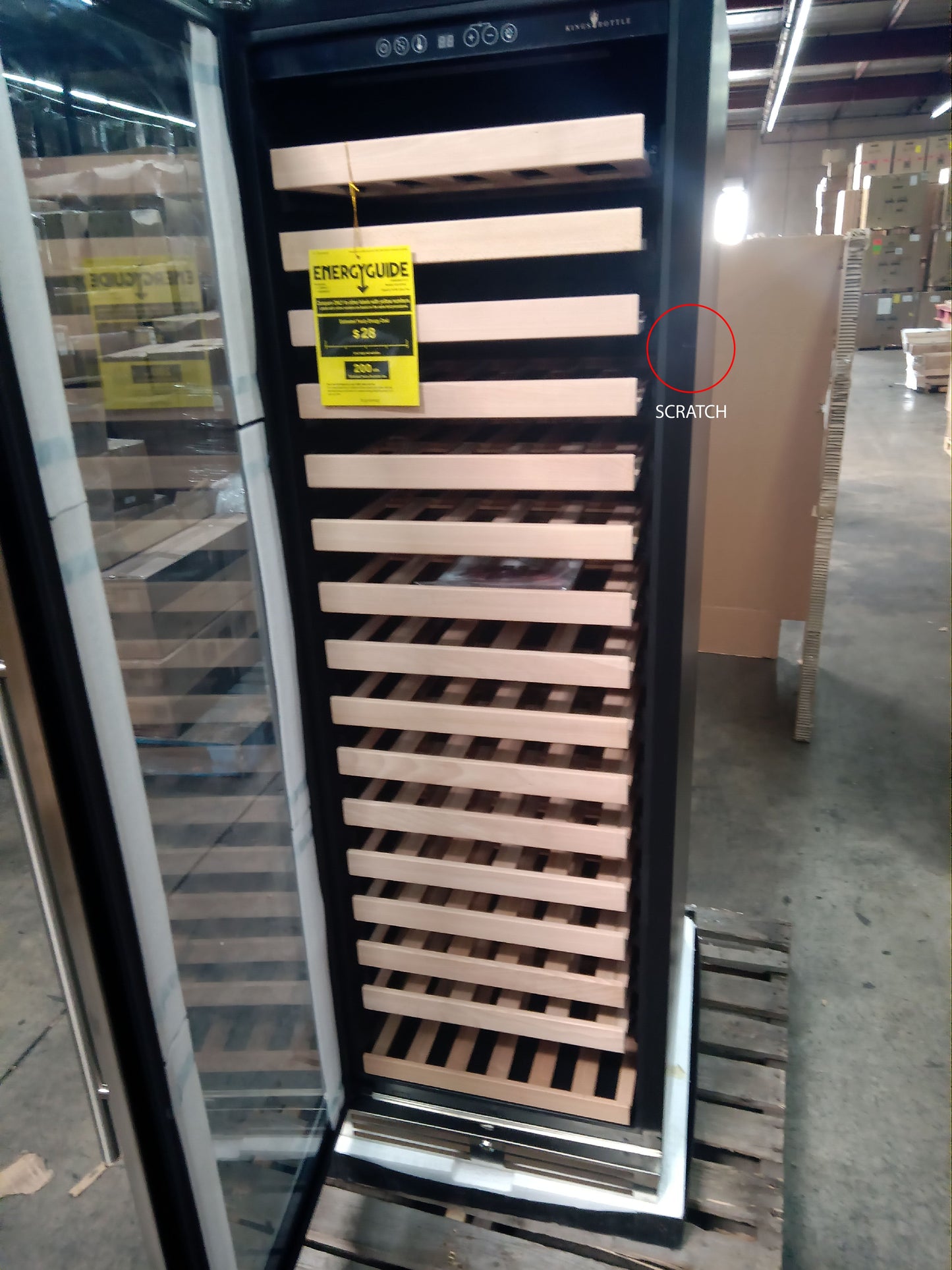 Refurbished - Upright Single Zone Large Wine Cooler With Low-E Glass Door - Stainless Steel Door