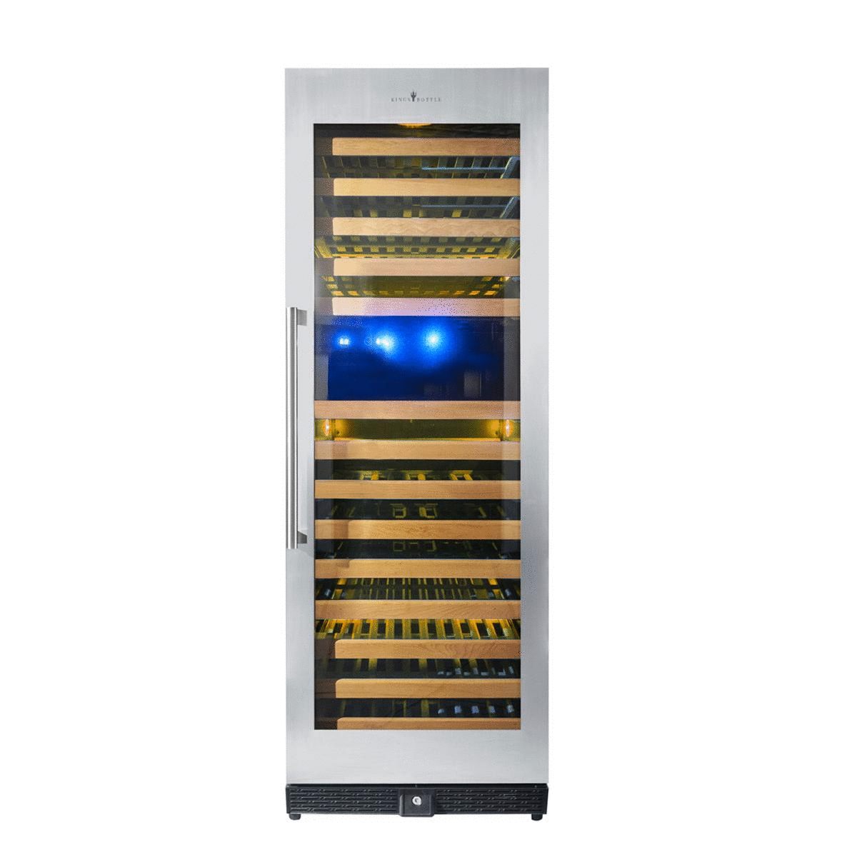 Tall Large Wine Refrigerator With Glass Door With Stainless Steel Trim 