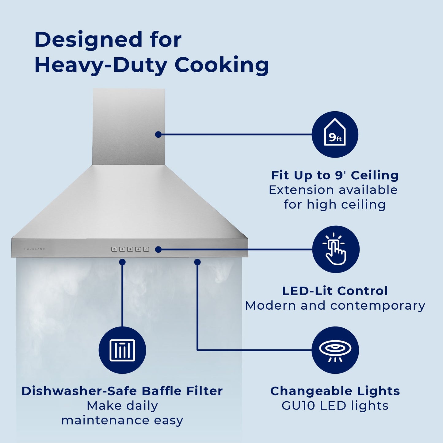 Hauslane WM-530P Chef Series Convertible Stainless Steel Wall-Mounted Range Hood