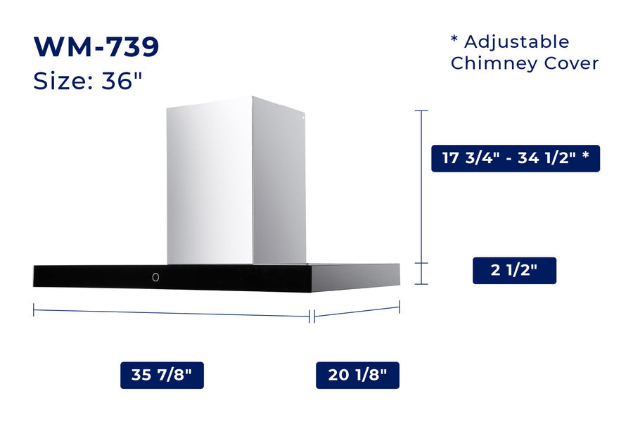 Hauslane WM-739 Chef Series Convertible Stainless Steel Wall-Mounted Range Hood