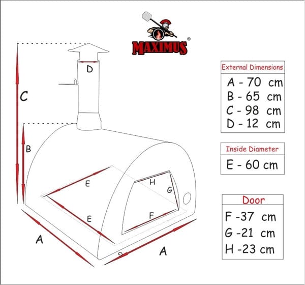 Authentic Pizza Ovens ‘Maximus Mobile’ BLACK Portable Wood-Fired Pizza Oven / Handmade, Stacked Stone, Bake, Roast / MAXB