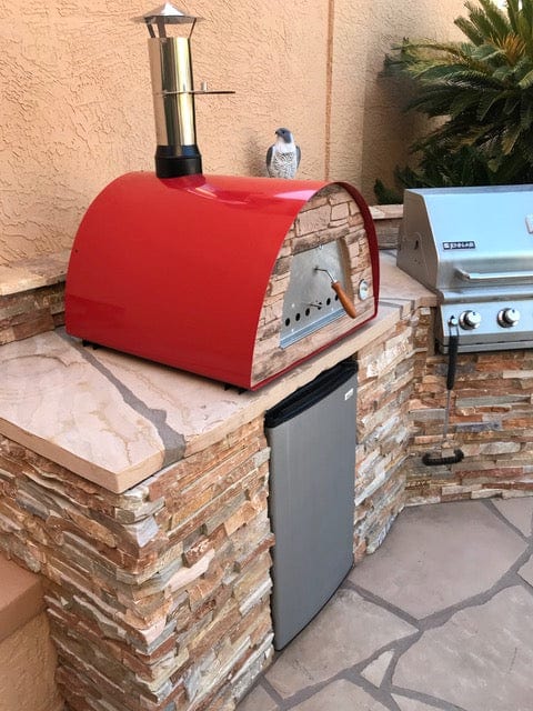 Authentic Pizza Ovens ‘Maximus Mobile’ RED Portable Wood-Fired Pizza Oven / Handmade, Stacked Stone, Bake, Roast / MAXR