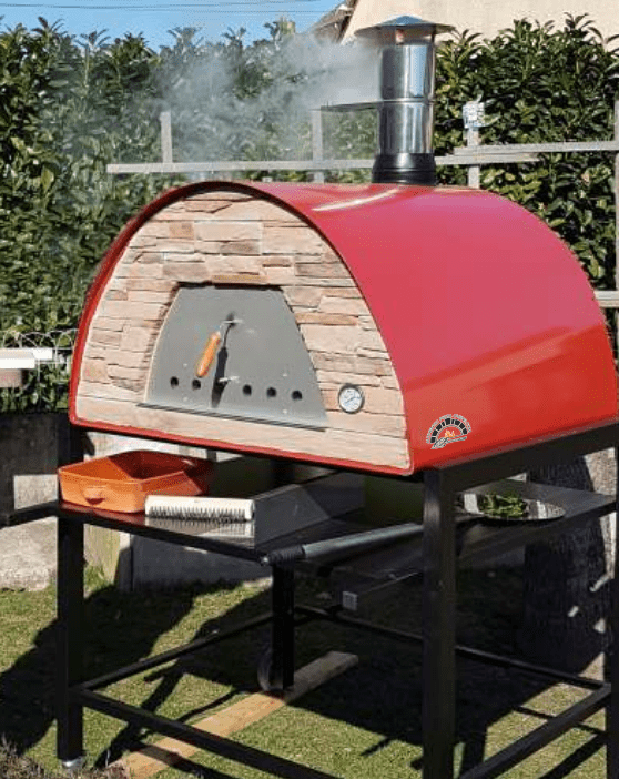 Authentic Pizza Ovens ‘Maximus Mobile’ RED Portable Wood-Fired Pizza Oven / Handmade, Stacked Stone, Bake, Roast / MAXR