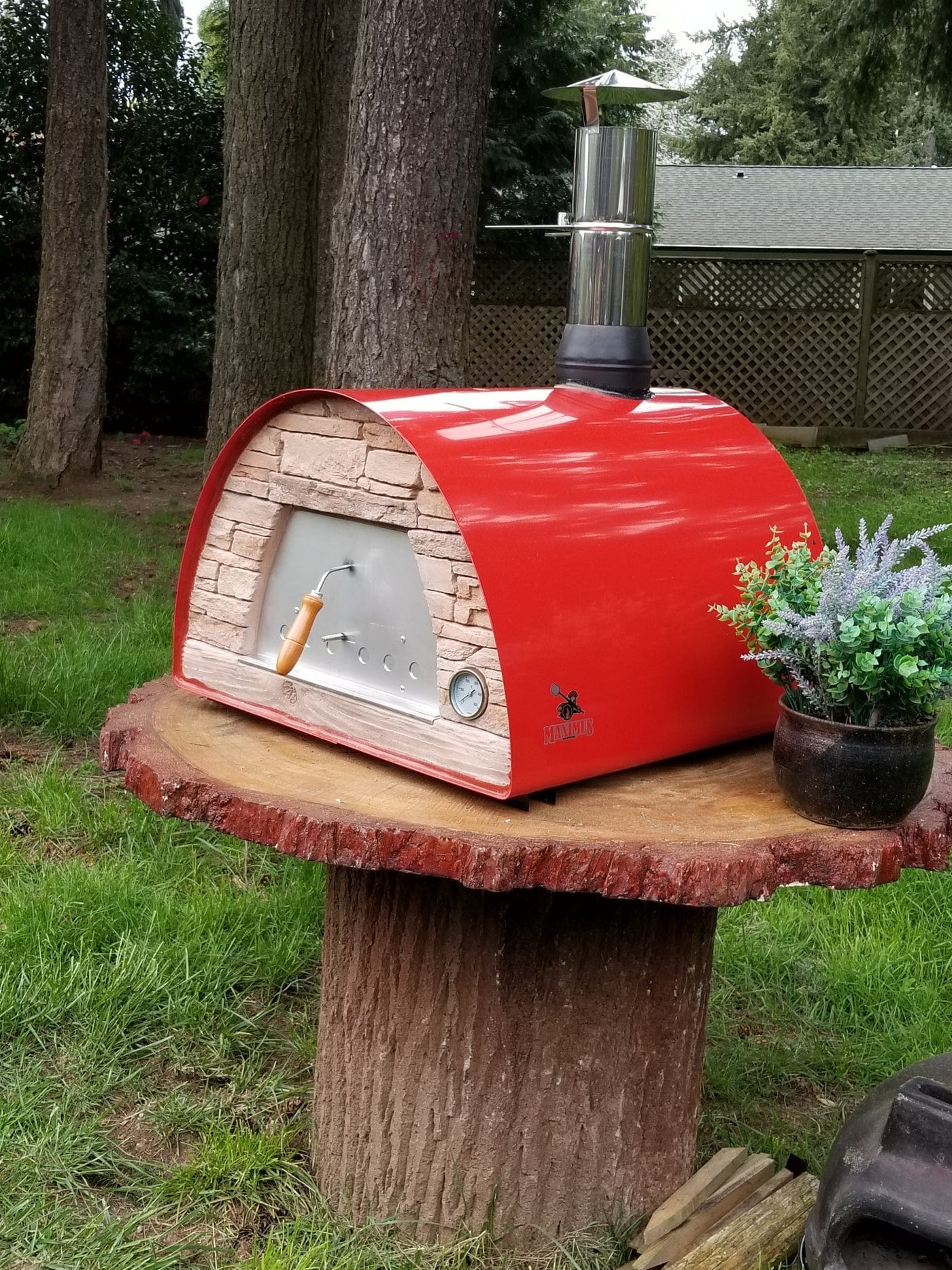 Authentic Pizza Ovens ‘Maximus Mobile’ RED Portable Wood-Fired Pizza Oven / Handmade, Stacked Stone, Bake, Roast / MAXR