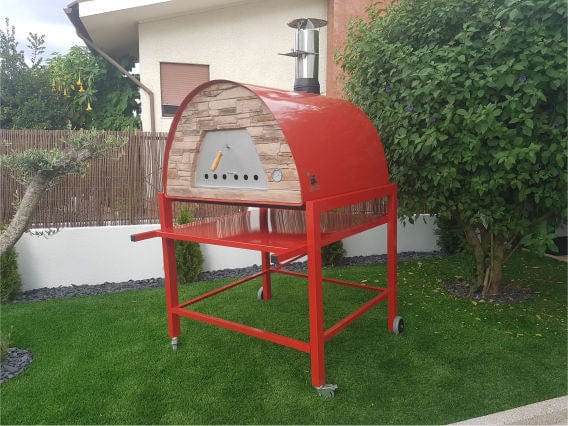 Authentic Pizza Ovens Large ‘Maximus Prime’ RED Portable Wood-Fired Pizza Oven / Handmade, Stacked Stone, Bake, Roast / PRIMER