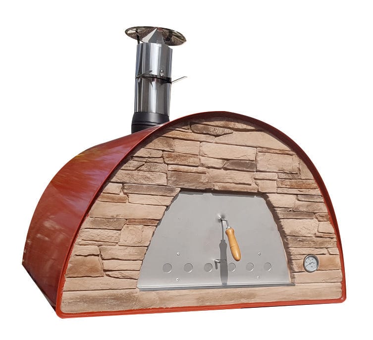 Authentic Pizza Ovens Large ‘Maximus Prime’ RED Portable Wood-Fired Pizza Oven / Handmade, Stacked Stone, Bake, Roast / PRIMER